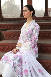 Unstitched Lawn Embroidered White Dress
